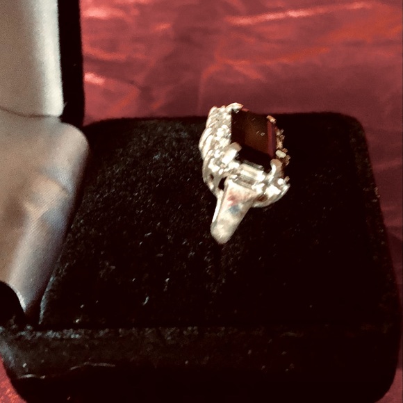 Genuine Diamond Accent Ring with Black center emerald cut stone. - Picture 7 of 9